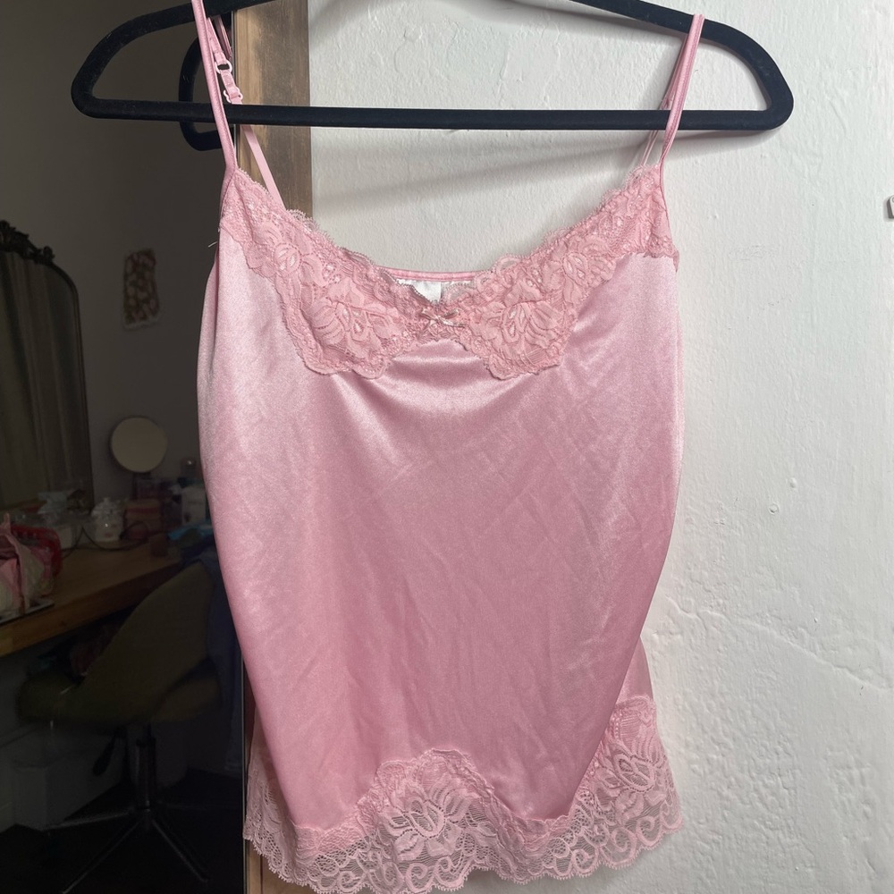 Pink Lace Trim Top